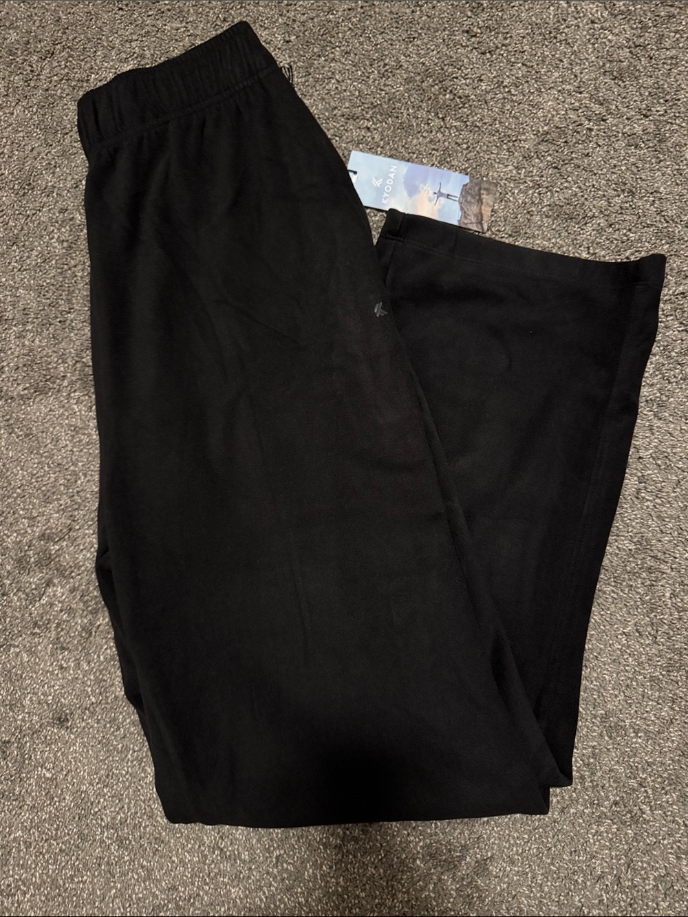 NWT KYODAN  Black Wide-Leg Elastic Waist Drawstring Sweatpants LRG +Side Pockets